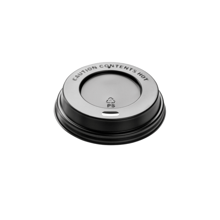 Coperchi 12 e 16 oz in plastica neri con beccuccio
