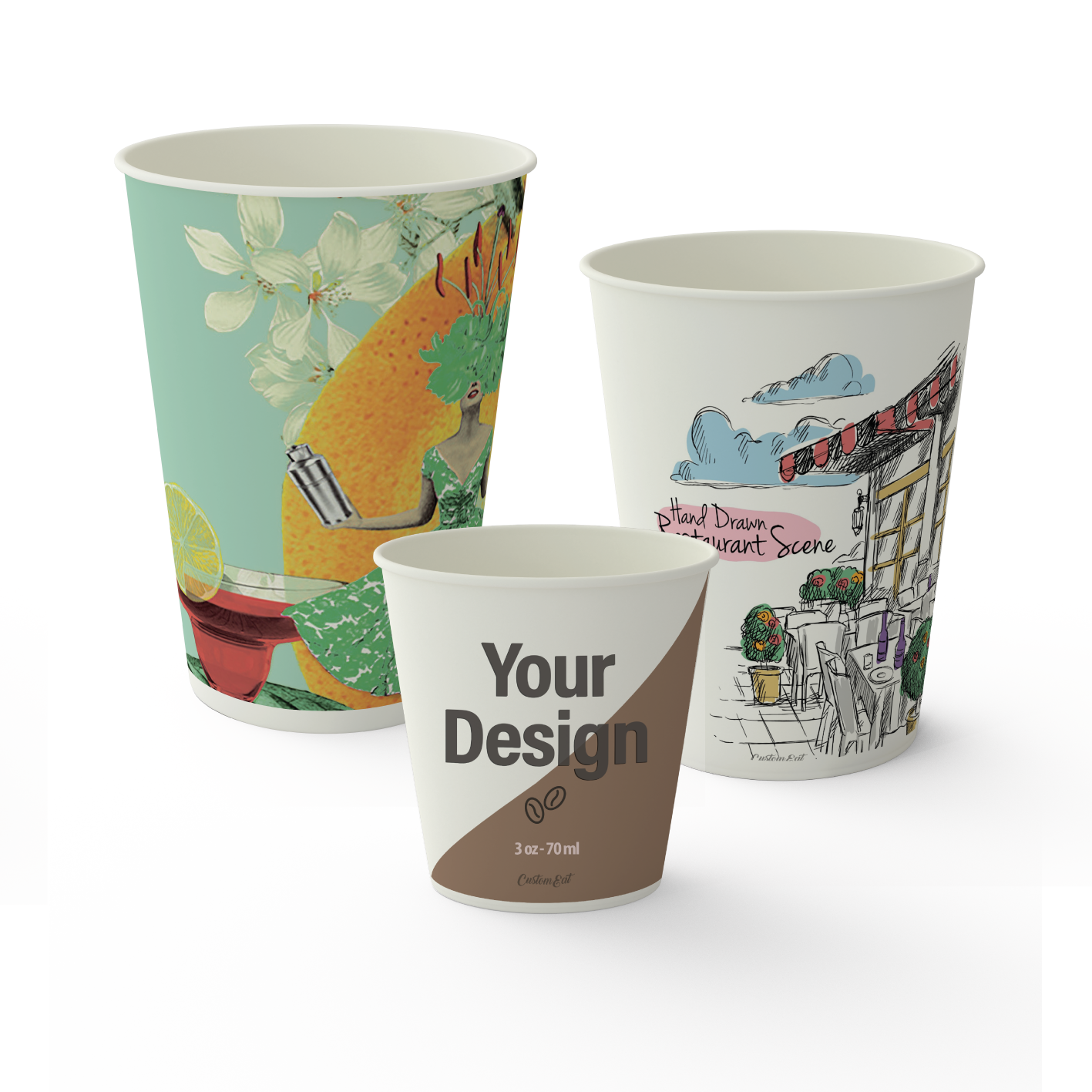 Bicchieri di carta con coperchio ecologici e riciclabili Bicchieri di carta con coperchio ecologici e riciclabili