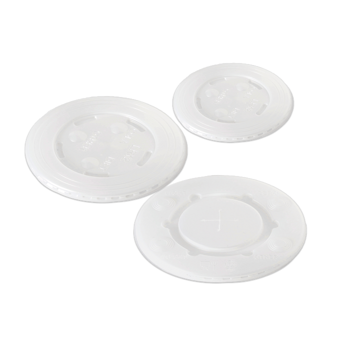 Coperchi in plastica opalescenti piani per bicchieri in cartoncino
